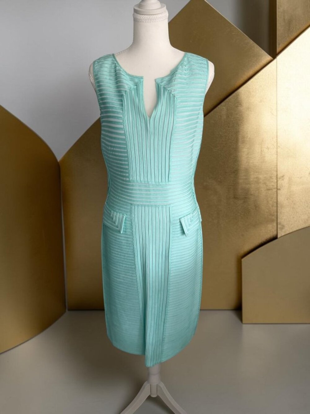 COURAGE B Aqua Y2K Geometric Pencil Dress Size 6